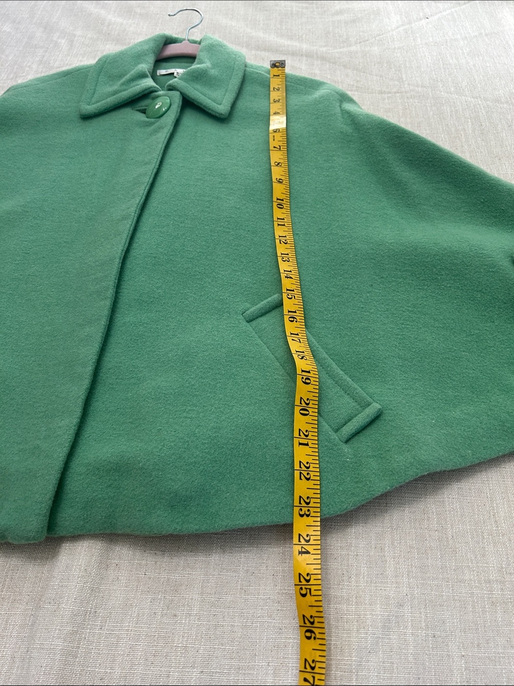 CAbi Wool Blend Cape #168 Green Size S/M 50’s Inspired with Polka Dot Lining - Picture 10 of 15